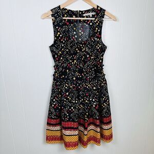 Rachel‎ Roy Dark Navy Blue Floral Sleeveless Sheath Dress Size 4 Cotton